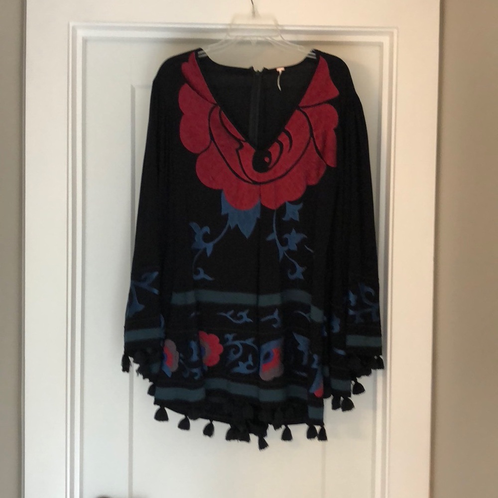 Free people, bell sleeve, embroidered romper